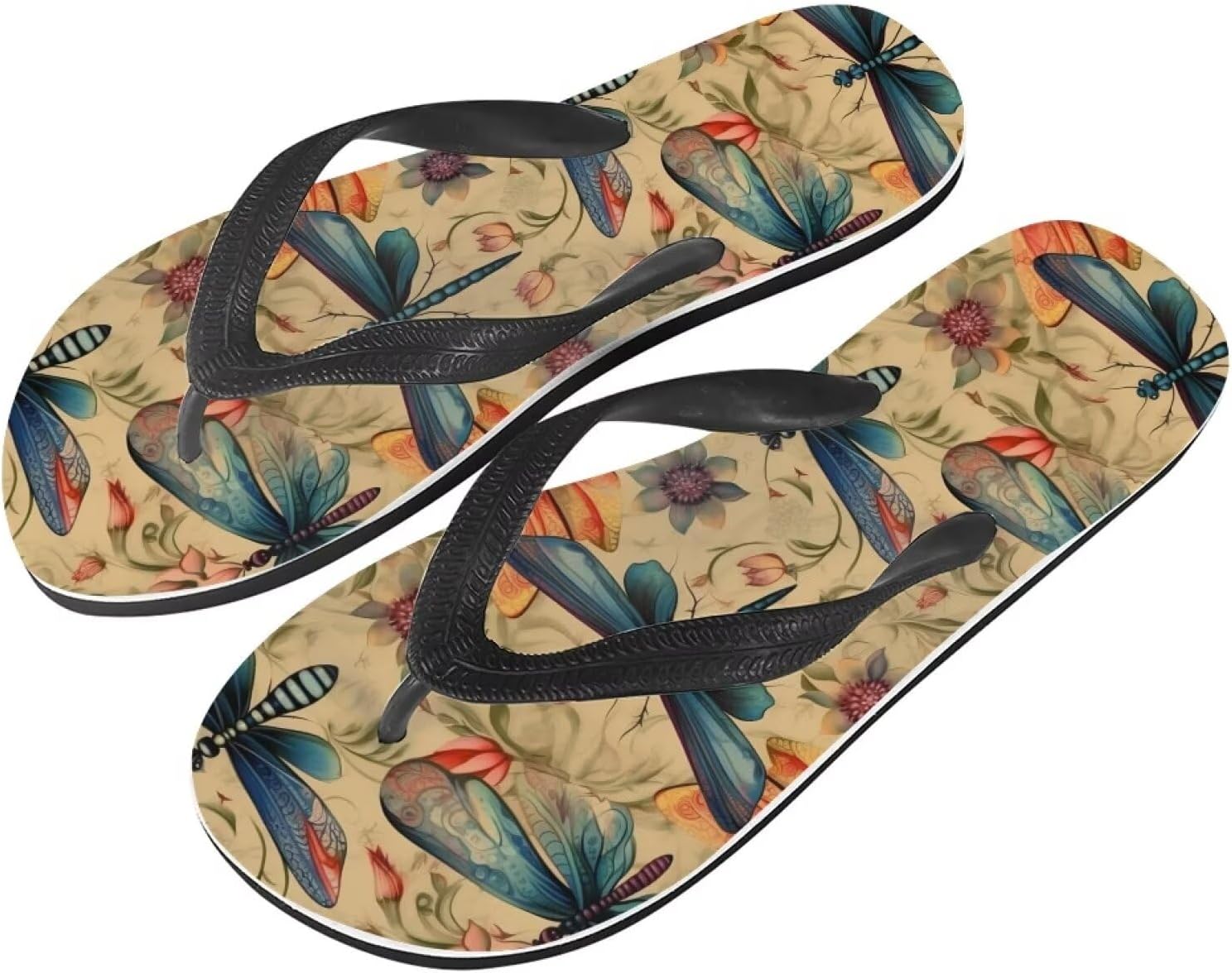 

Женские сандалии Semiouray с подсолнухами, мужские классические вьетнамки с эффектом тай-дай, мягкие и удобные, унисекс, для ванной, Dragonfly Floral