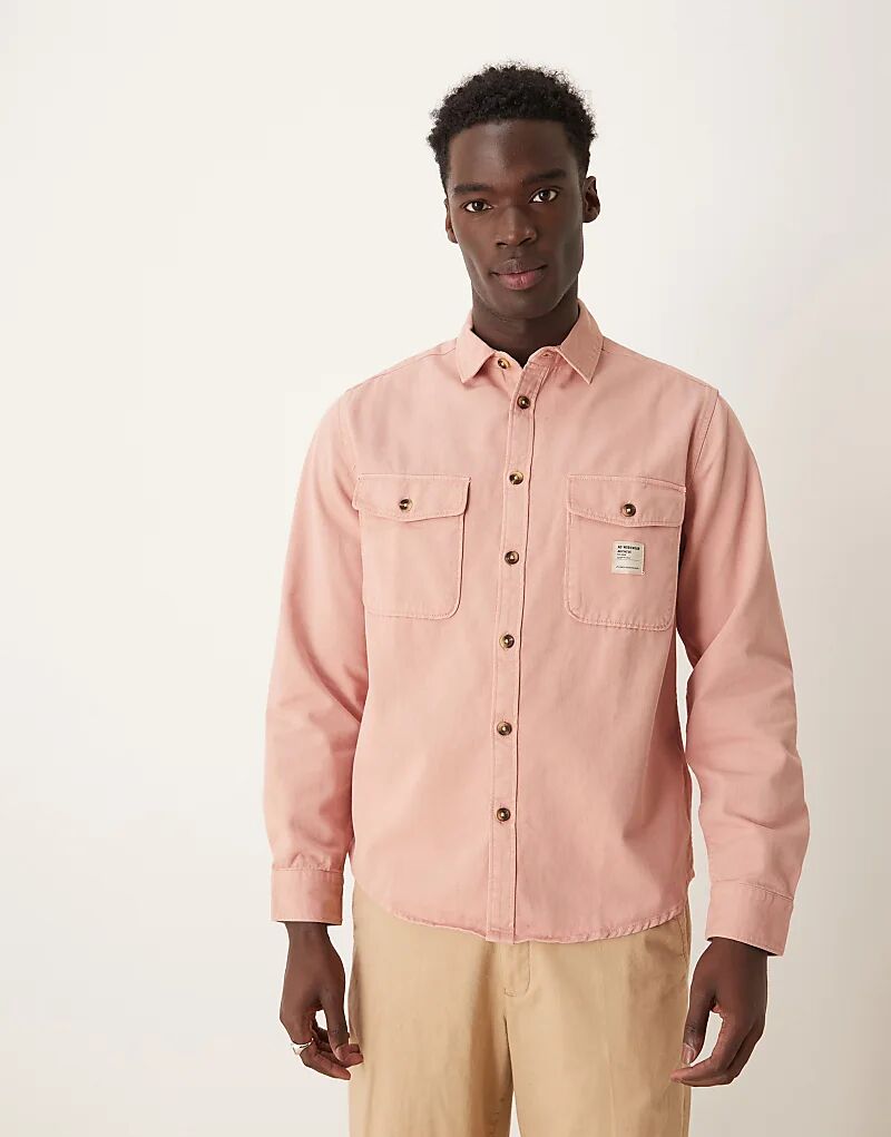 

Верхняя рубашка с нашивкой розового цвета ASOS DESIGN