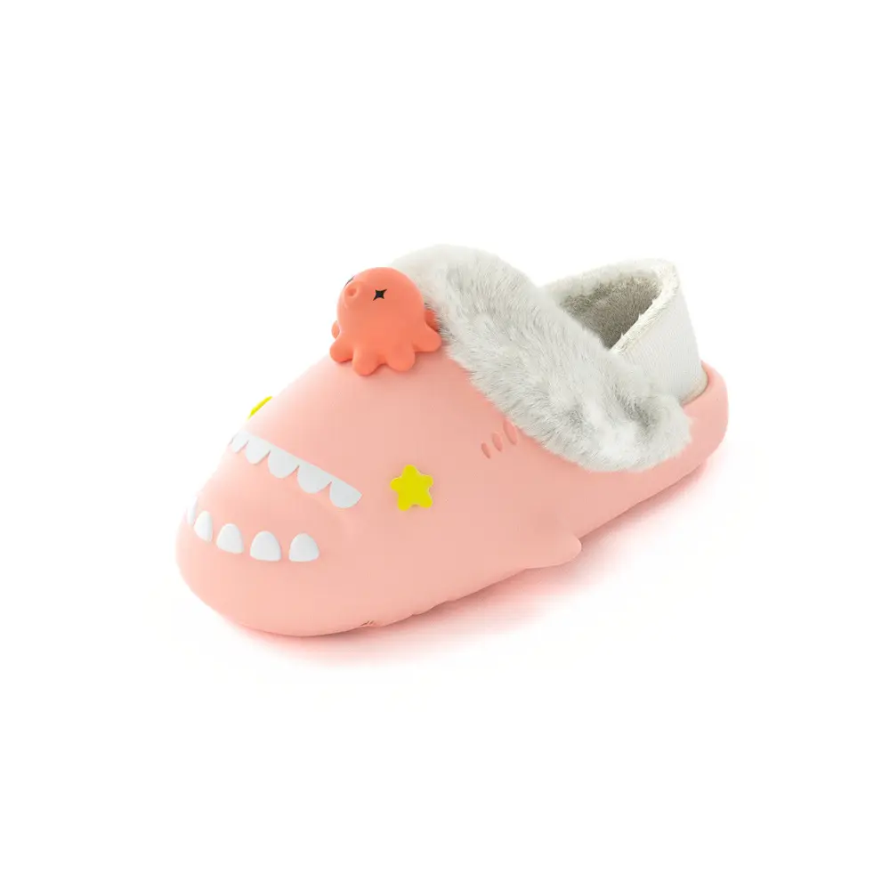 

HelloSlippers Акульи зимние тапочки с закрытым носком на каблуке унисекс розовые, цвет Pink
