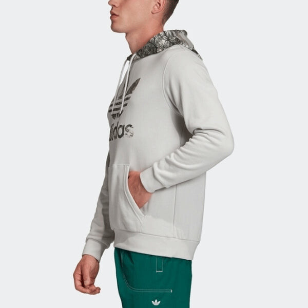 Толстовка Men's adidas originals Camouflage Logo Printing Pullover Light Grey, серый — фото 3