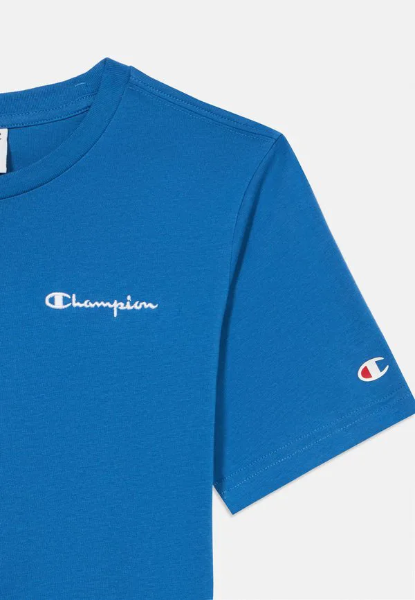 Футболка с контрастным круглым вырезом и иконками. Champion, Blue — фото 3