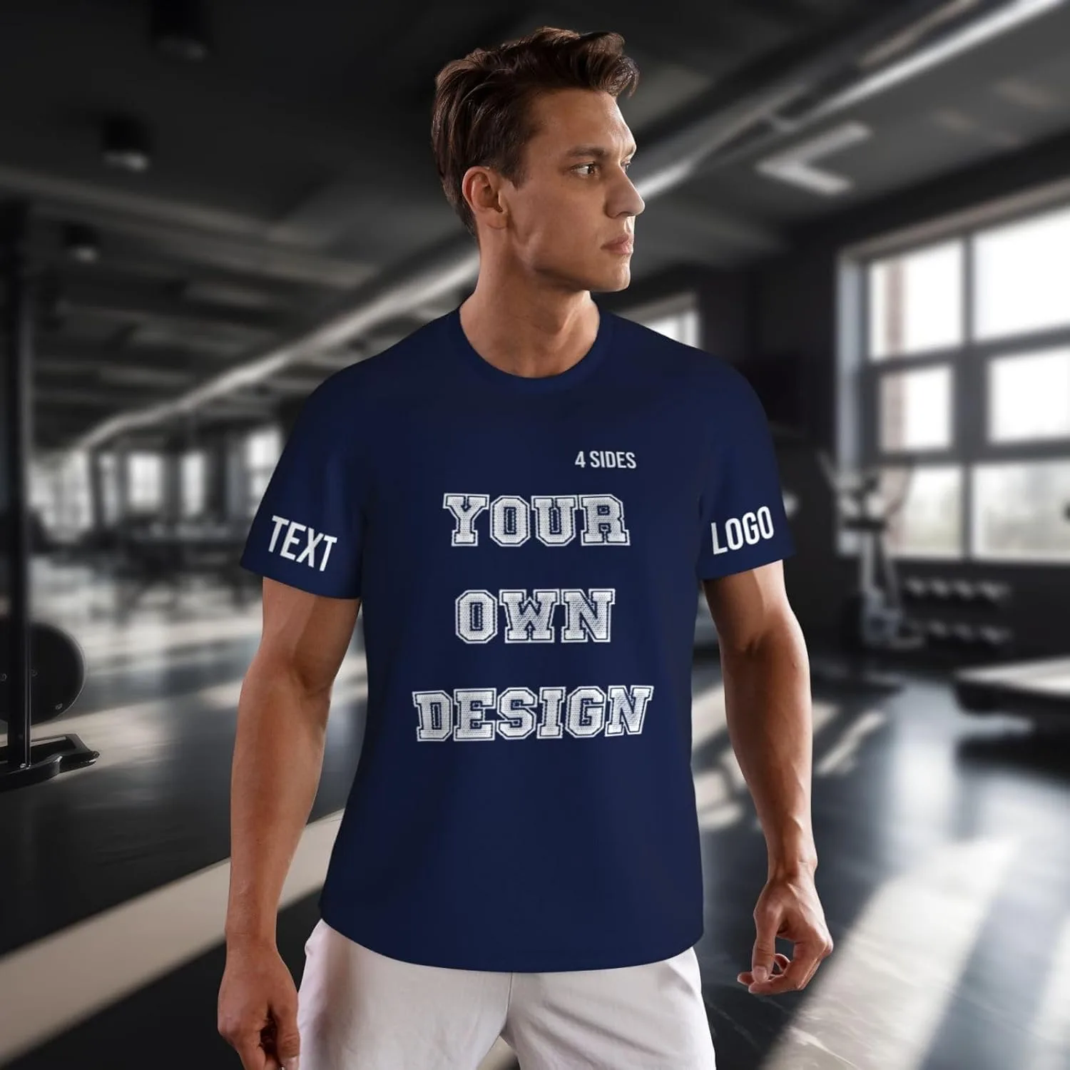 Футболка Custom с принтом на 4 сторонах, мужская, с логотипом — фото 2
