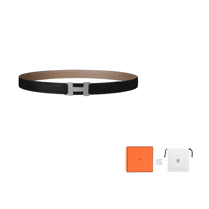 

HERMES Женский кожаный ремень из коровьей кожи черный шириной 2,4 см, Black