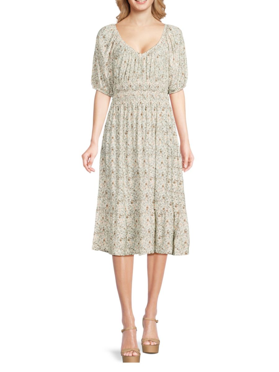 

Платье-миди Fabia Floral Pima Cotton Nation LTD, цвет Meadow Tan