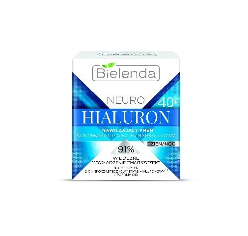 

Bielenda, Neuro Hialuron 40+, увлажняющий крем-концентрат против морщин для дня и ночи, 50 мл