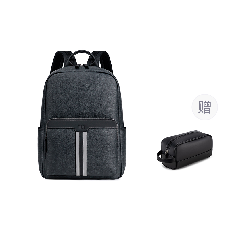 

HLA Кожаный рюкзак для ноутбука унисекс черный, Monogram Black+Toiletry Bag[16L Large Capacity Storage+Exclusive Compartment for Computers]