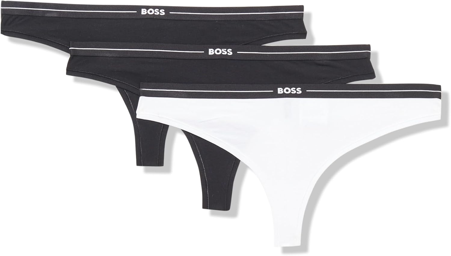 BOSS женские 3 шт Bold Logo стринги, Black/White/Black Currant