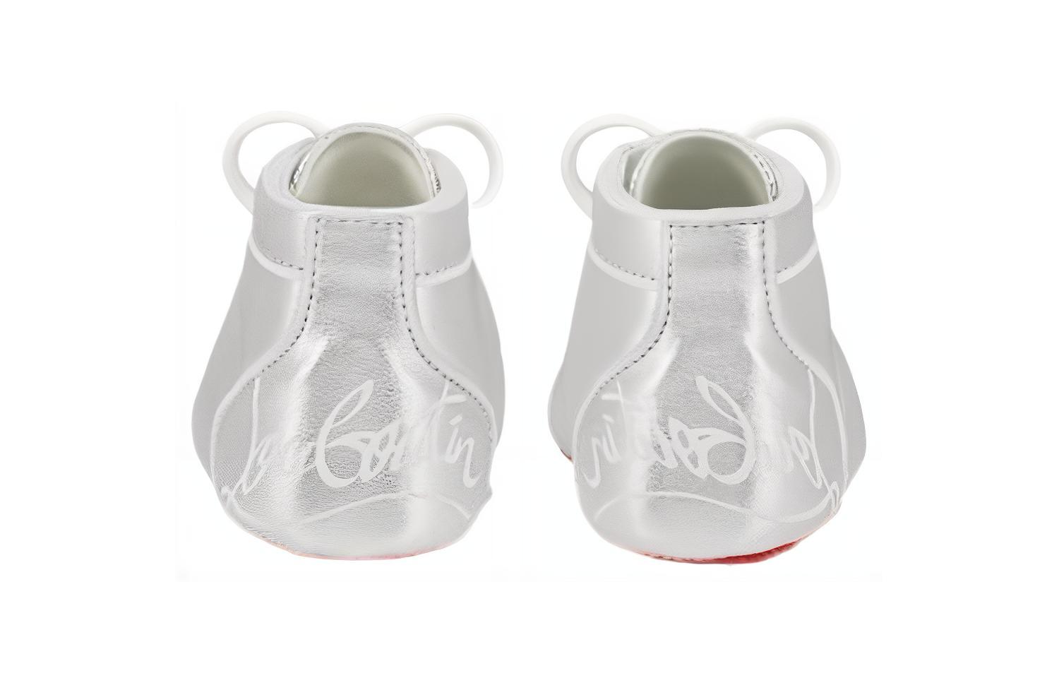 Christian Louboutin CL Кожаные высокие предходовые ботиночки для малышей Silver — фото 4