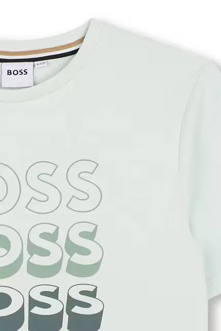 Футболка хлопковая с принтом BOSS, бирюзовый — фото 3