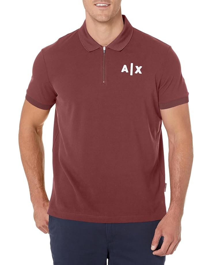 

Поло Armani Exchange AX Logo Zipper, цвет Vineyard Wine