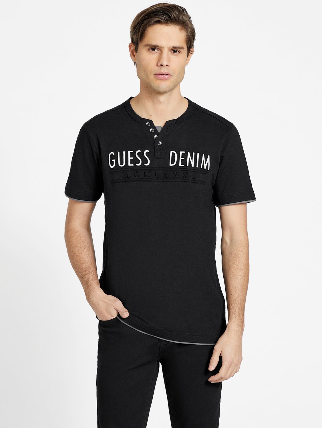 

Футболка с логотипом Edgar Henley Guess Factory, черный
