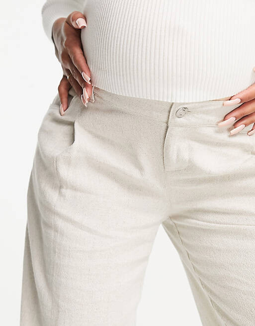 

Широкие льняные брюки овсяного цвета ASOS DESIGN Maternity