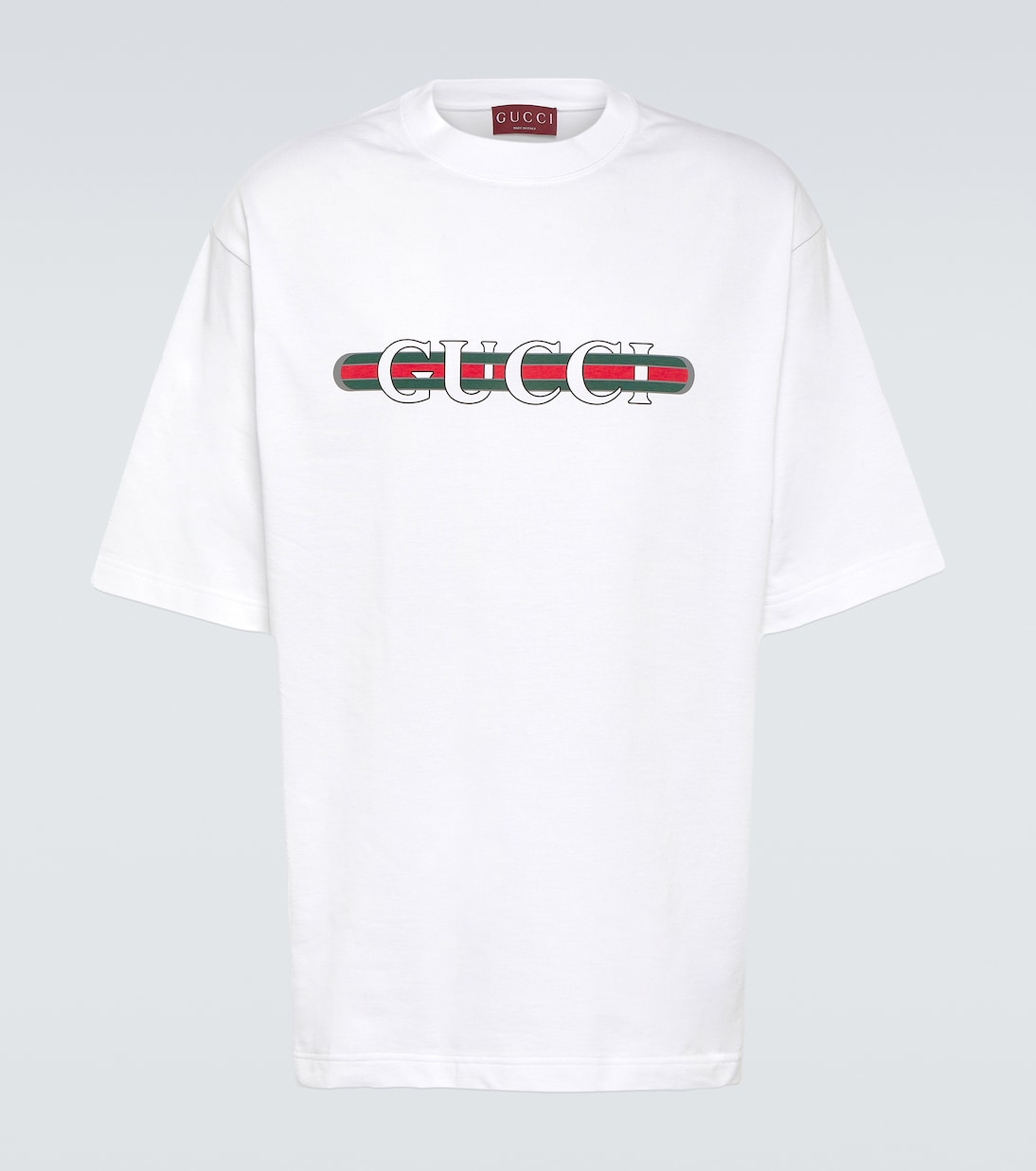 

Футболка из хлопкового джерси с логотипом Gucci, White/Mc