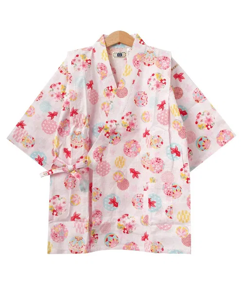 Кимоно-пижама детская бренд Jinbei хлопок 100% розовая