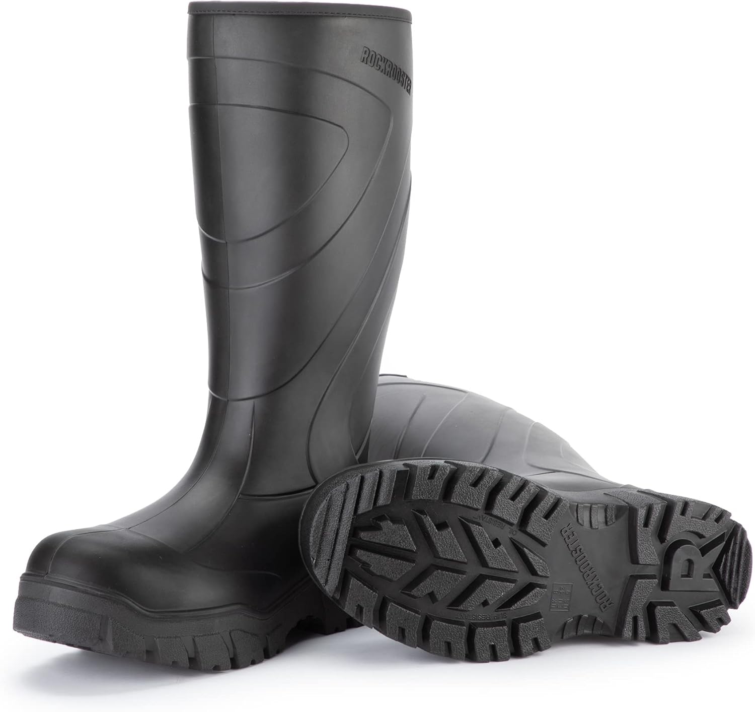 

Резиновые сапоги ROCKROOSTER Wellingtons - мужские 15'' водонепроницаемые, с полиуретановым покрытием, на резиновой подошве, против скольжения, с антиусталостным эффектом, мягкий носок, дождевые сапоги WS701, черный