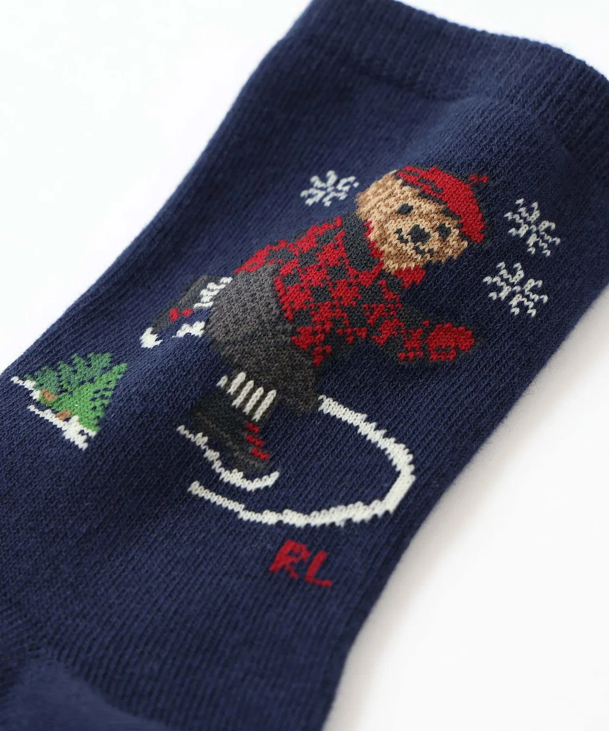 Носки детские с принтом Skater Bear, POLO RALPH LAUREN, органический хлопок, оф-вайт — фото 2