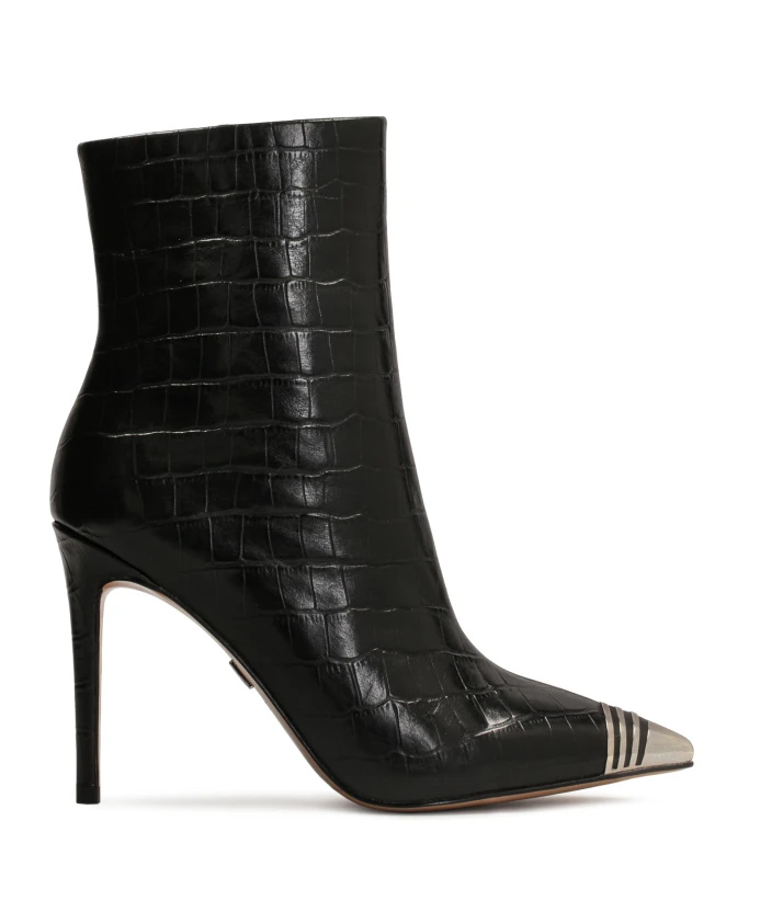 

Ботильоны из тисненой кожи с металлическим носком. Kazar, черный