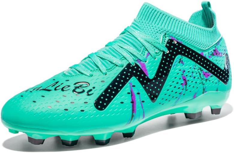 

Мужские футбольные бутсы для детей среднего и старшего возраста, бесшовные высокие бутсы с длинными шипами и шипами для тренировок, профессиональные молодежные кроссовки для тренировок на траве, для зала и улицы Lhyxu, Cyan