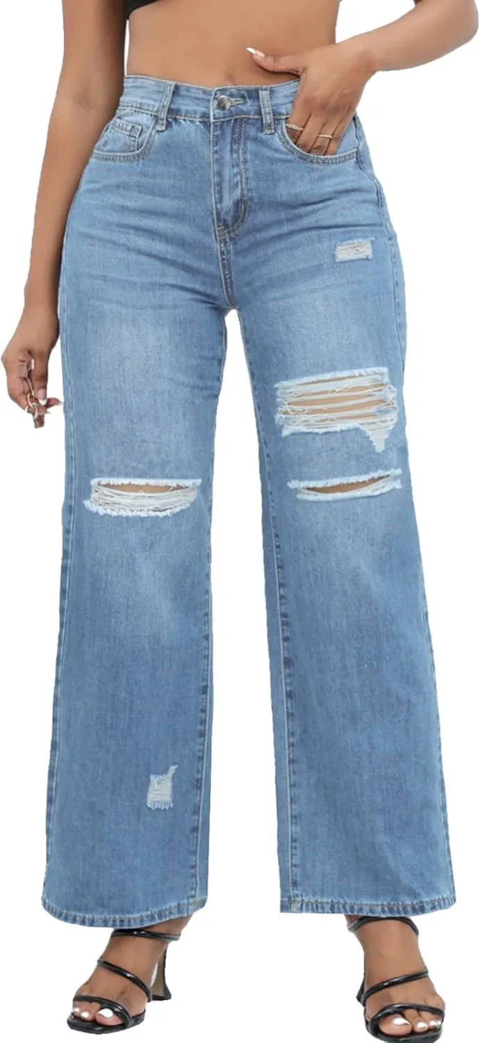 

Atditama женские джинсы с высокой талией, рваные, свободные, casual