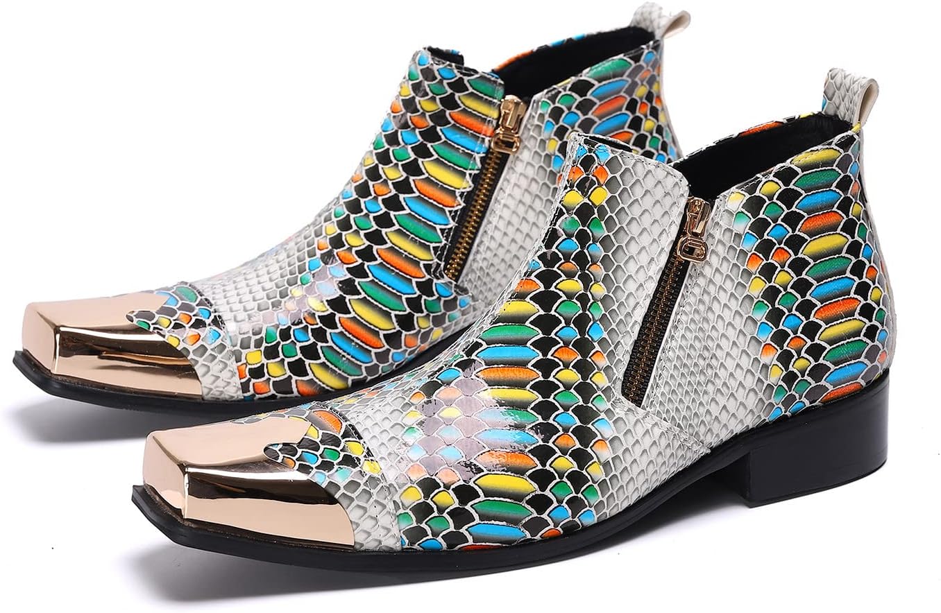 

Мужские ботинки челси Santimon в стиле вестерн, кожаные, модные, белые, повседневные, с квадратным носком и металлическим наконечником