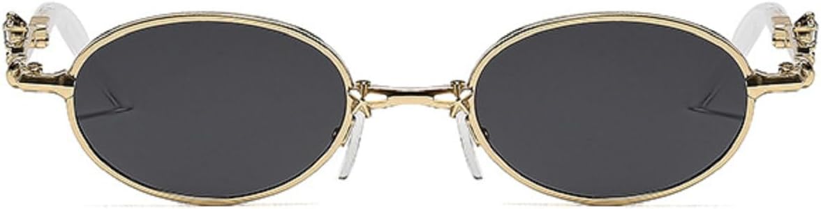 

Ретро-солнцезащитные очки маленького овального размера с бриллиантами и стразами для женщин и мужчин, винтажный стиль 90-х, модные металлические солнцезащитные очки для женщин mincl, C1