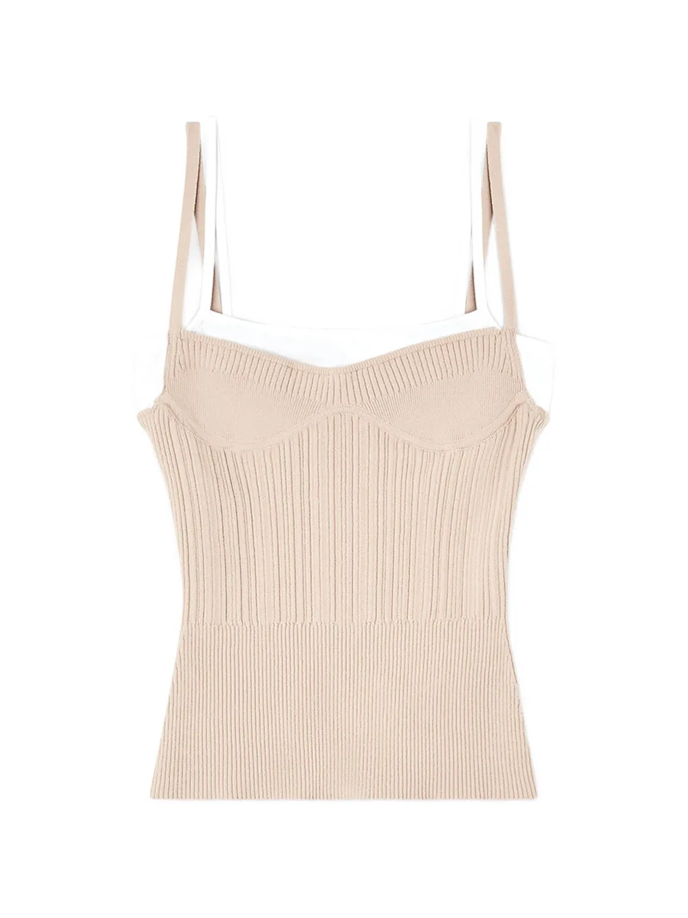 

Футболка с ребристой отделкой и бретелями Diesel, бежевый