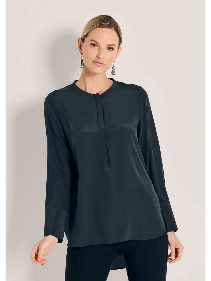 

MADELEINE Роскошная блузка без воротника темно-синего цвета