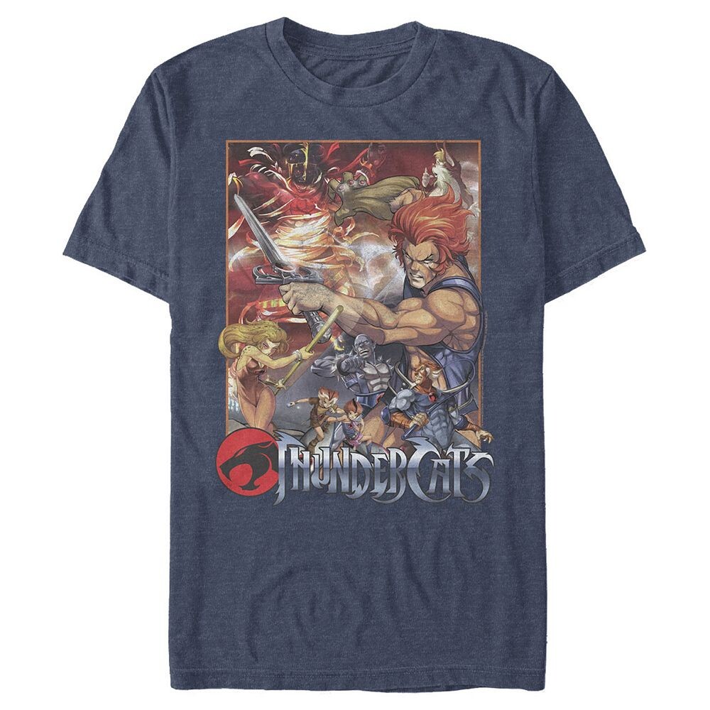 

Мужская винтажная футболка с графическим плакатом Thundercats Licensed Character, цвет Navy Heather