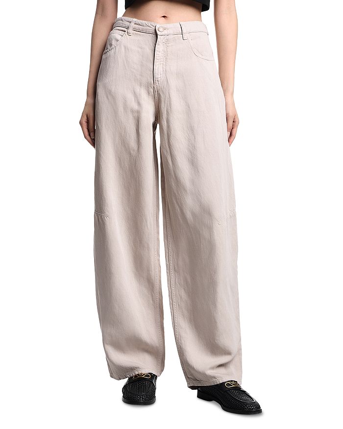 

Джинсы свободного кроя однотонные светлые Emporio Armani, коричневый/бежевый