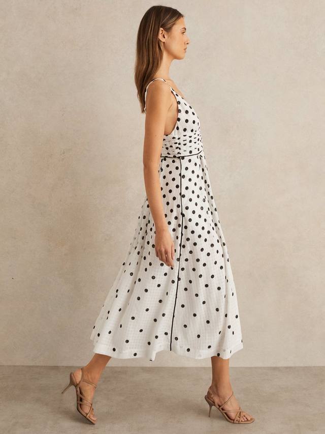 

Платье миди Dottie в горошек Reiss, Black/White