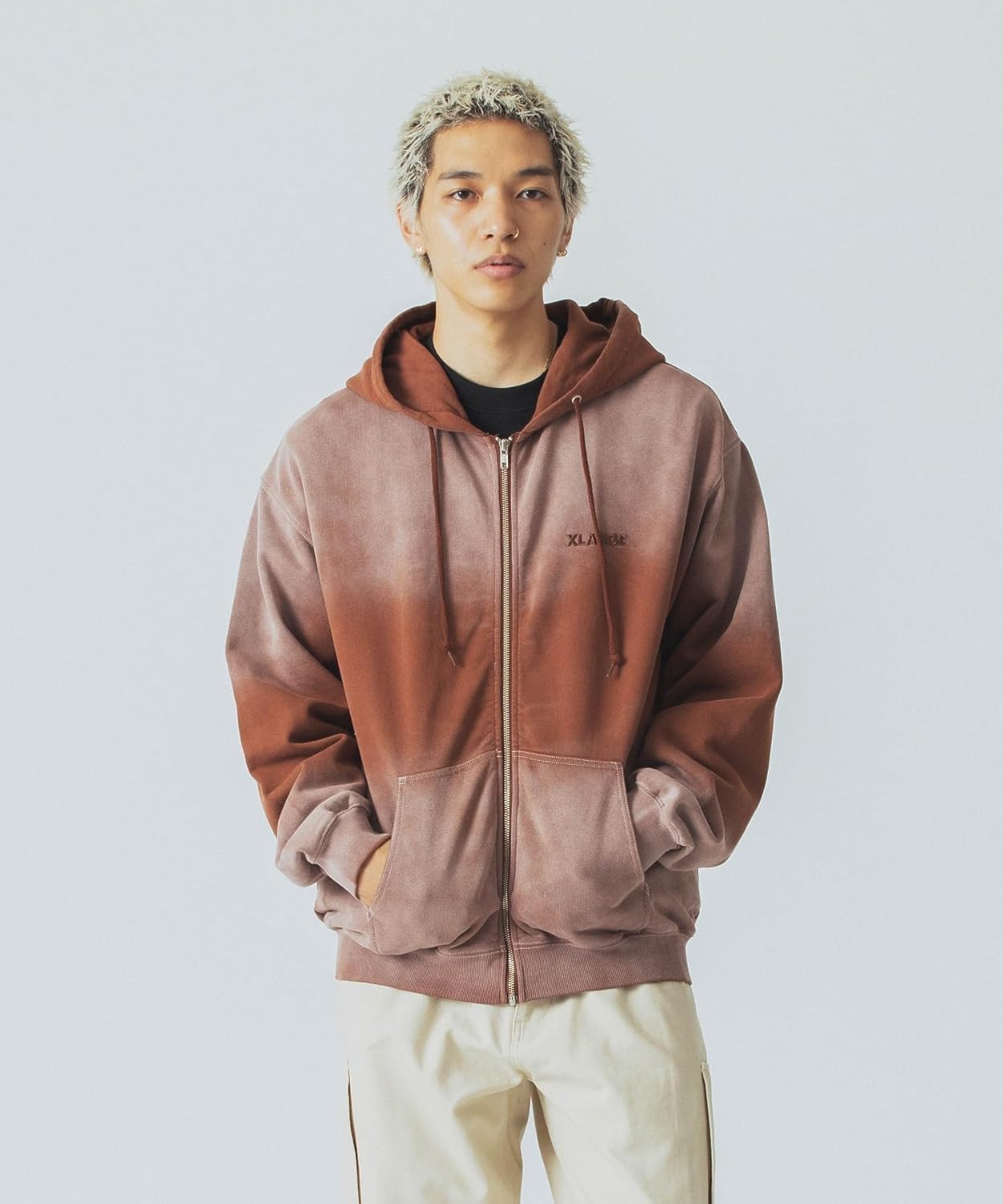 

Мужская толстовка на молнии с капюшоном, цвет «туман», размер XL Xlarge, коричневый