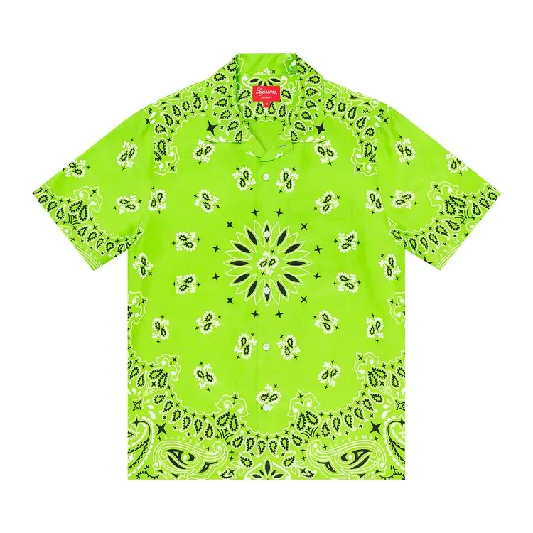 Шелковая футболка с коротким рукавом Supreme Bandana, ярко-зеленого цвета