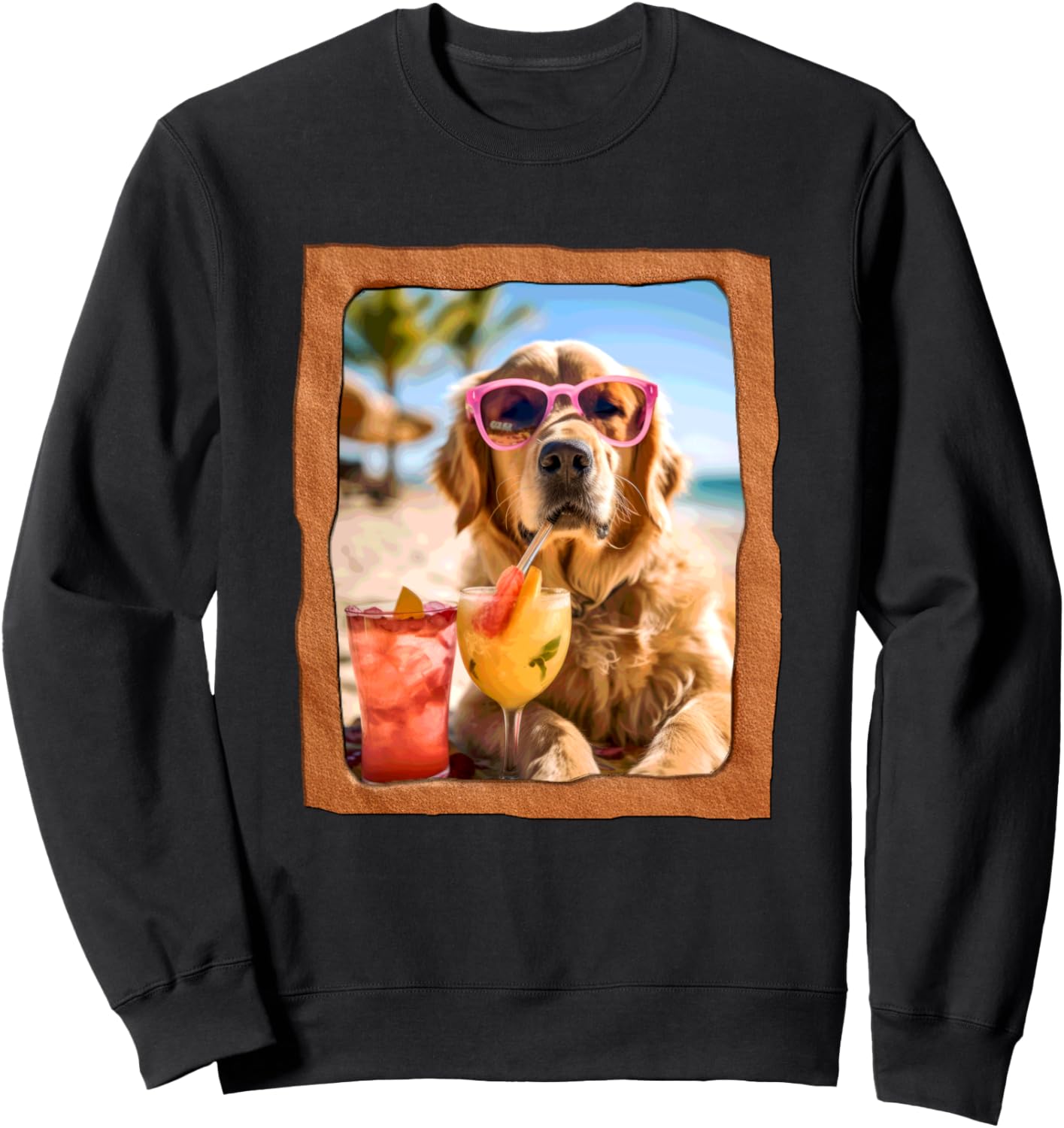 

Золотистый ретривер, розовые солнцезащитные очки, толстовка Playful Summer Vibes Pet Relaxation Beach Life