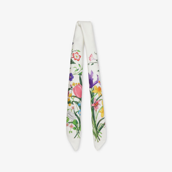 

Шелковый шарф Fly flora Gucci, мультиколор