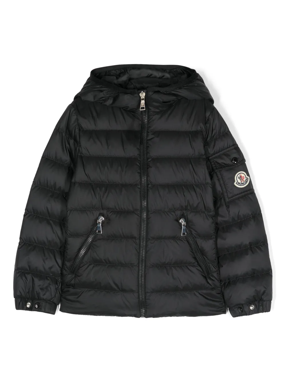 

Пуховик с логотипом Moncler Enfant, черный