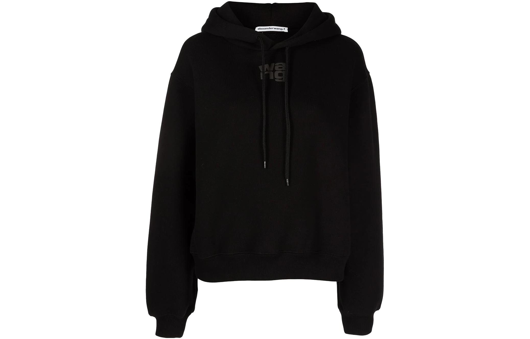 

Футболка с принтом логотипа и капюшоном на шнурке Alexander Wang, черный