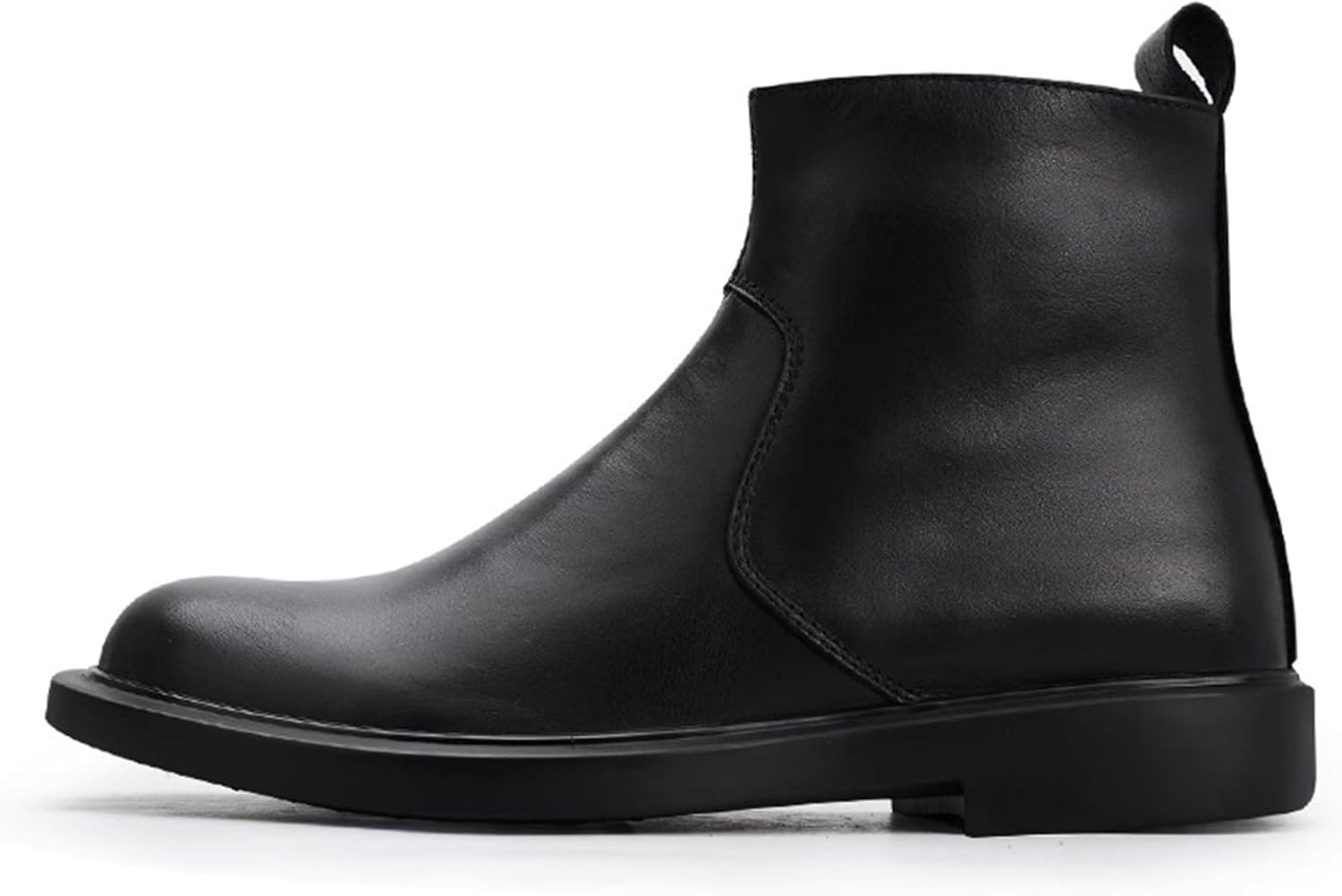 

MKEANY Британские ретро-ботинки до щиколотки для мужчин, модные челси из натуральной кожи с боковой молнией, мягкие короткие ботинки для вечеринок, модного показа и банкета, черный