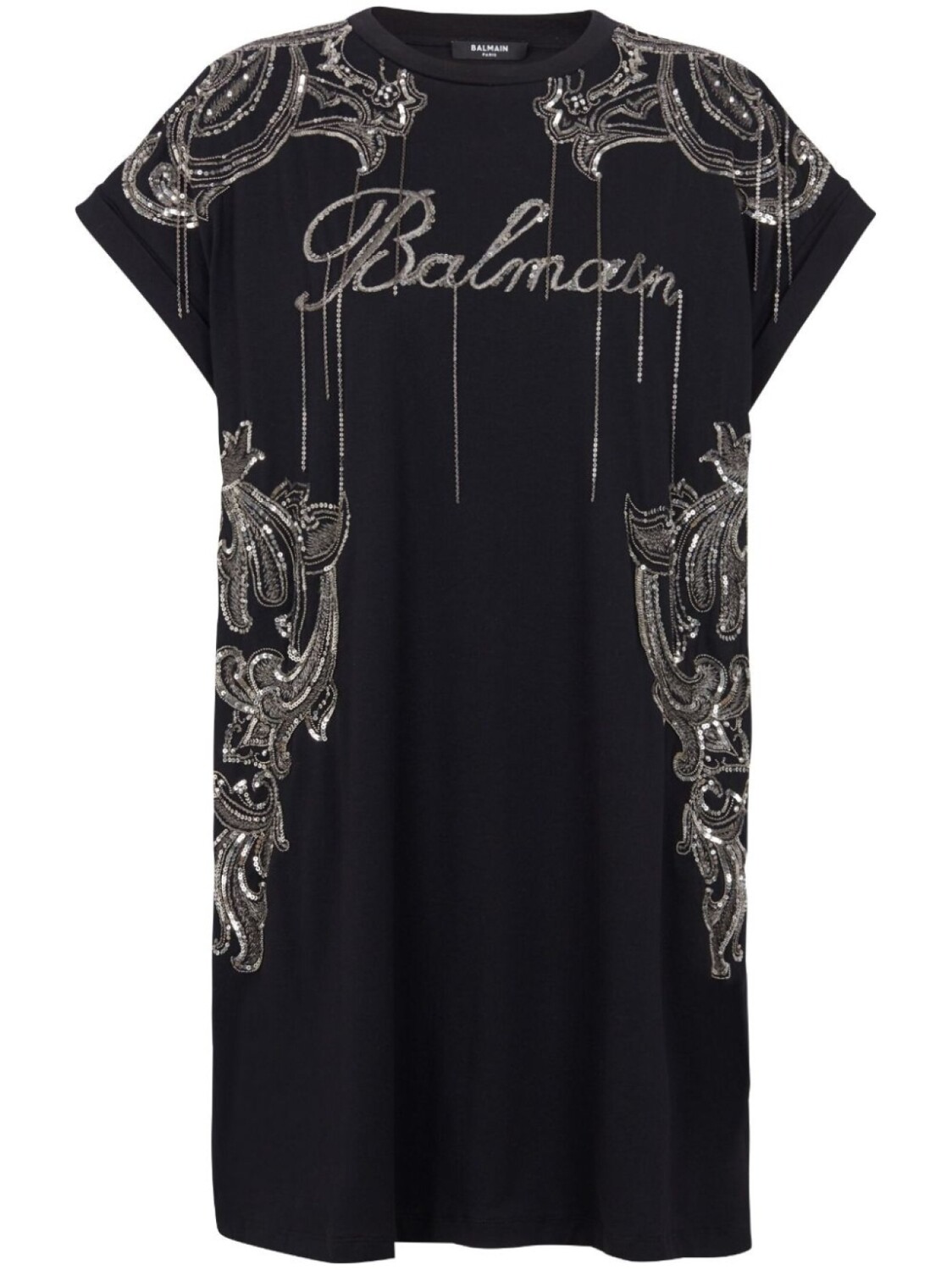 

Balmain платье мини Signature с вышивкой, черный