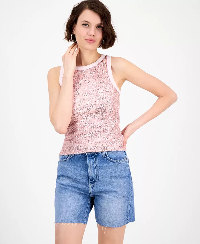 

Женский топ Alexia без рукавов с пайетками из хлопка GUESS, розовый
