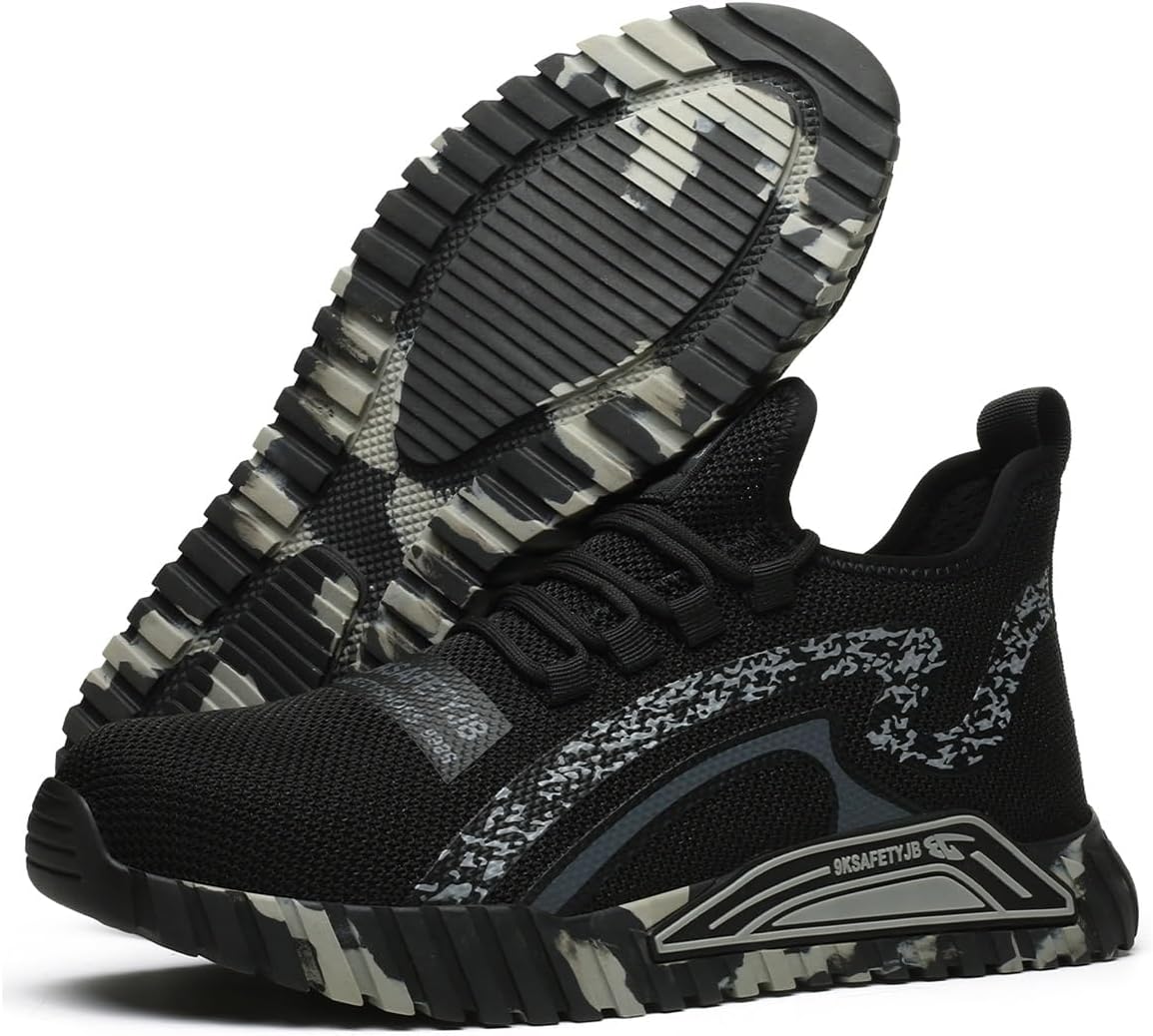 

Стальные ботинки с защитой от ударов и проколов, дышащие защитные ботинки, легкие противоскользящие производственные ботинки, удобные защитные кроссовки для приключений (серые, 9.5) Hancha