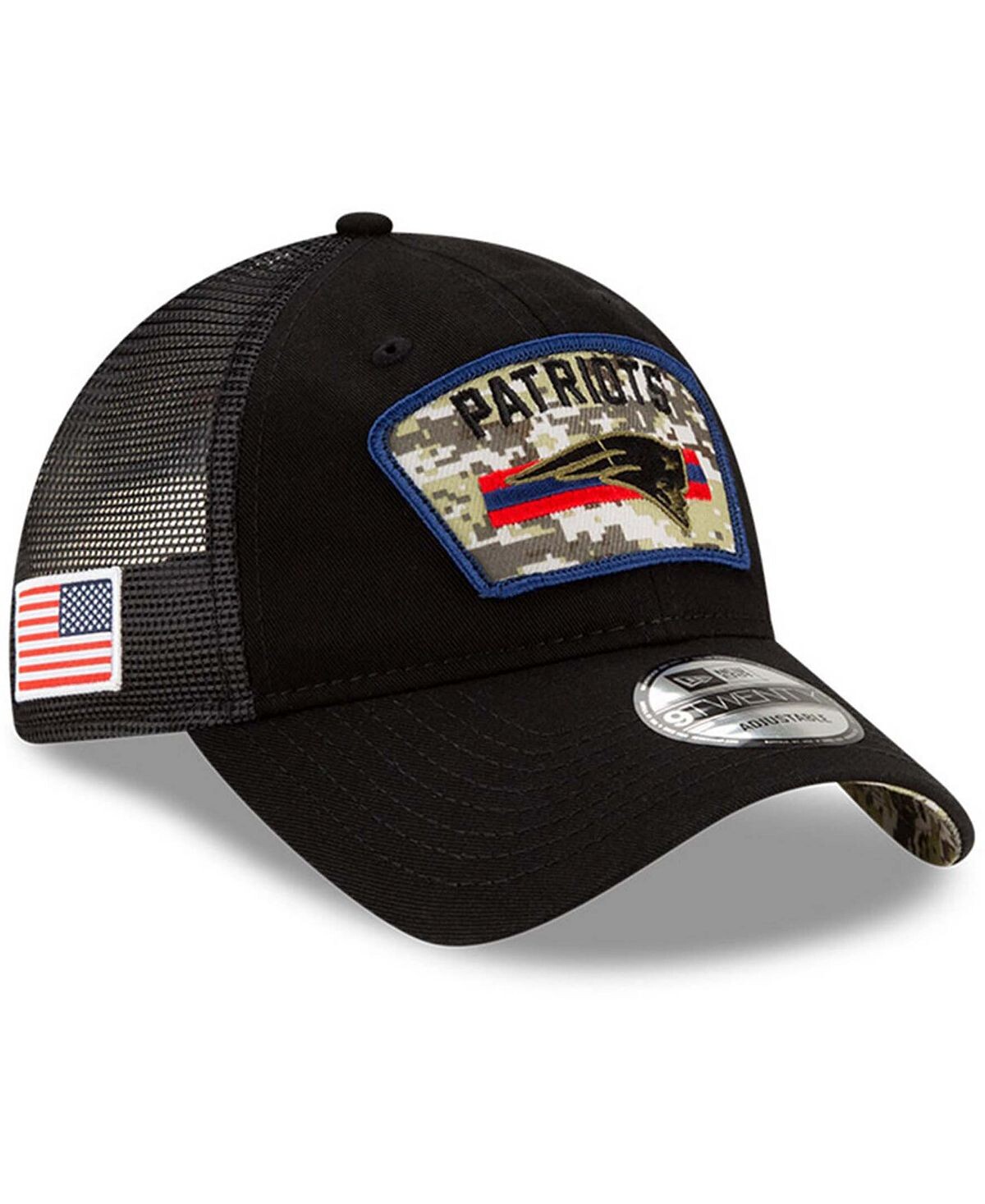 

Мужская черная регулируемая кепка New England Patriots 2021 Salute To Service Trucker 9TWENTY New Era