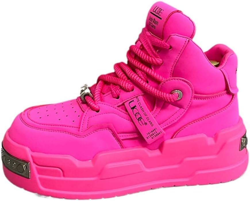 

Мужские кроссовки Y2K с отделкой из массивной полиуретановой кожи, с высоким подъемом 5 см и металлической подошвой Ctkvbmeoi, розовый