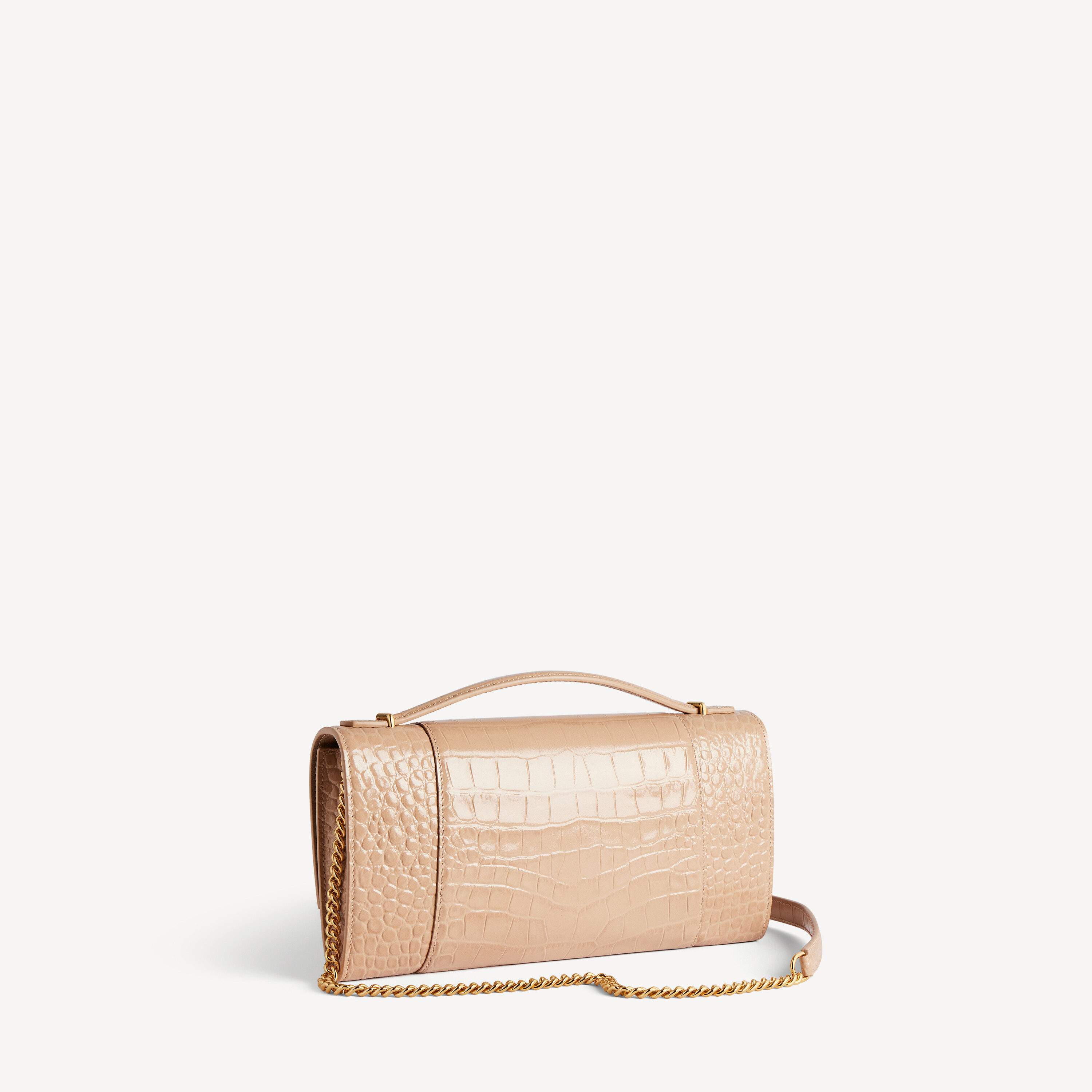 Женский клатч hourglass с цепочкой в нюдовом цвете BALENCIAGA, нюд — фото 3