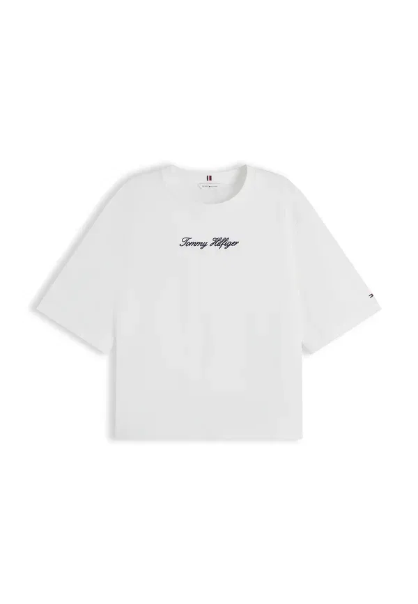 Футболка Tommy Hilfiger Classic script trapeze tee basic, цвет экрю — фото 4