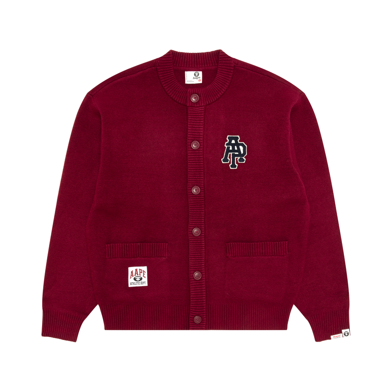 

Мужской трикотажный кардиган с круглым вырезом средней длины Aape, красный bdx