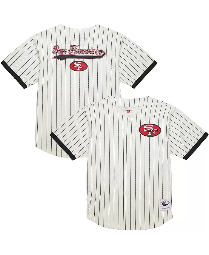 

Мужская кремовая рубашка на пуговицах San Francisco 49ers Final Seconds с винтажным логотипом из сетчатой ткани Mitchell & Ness