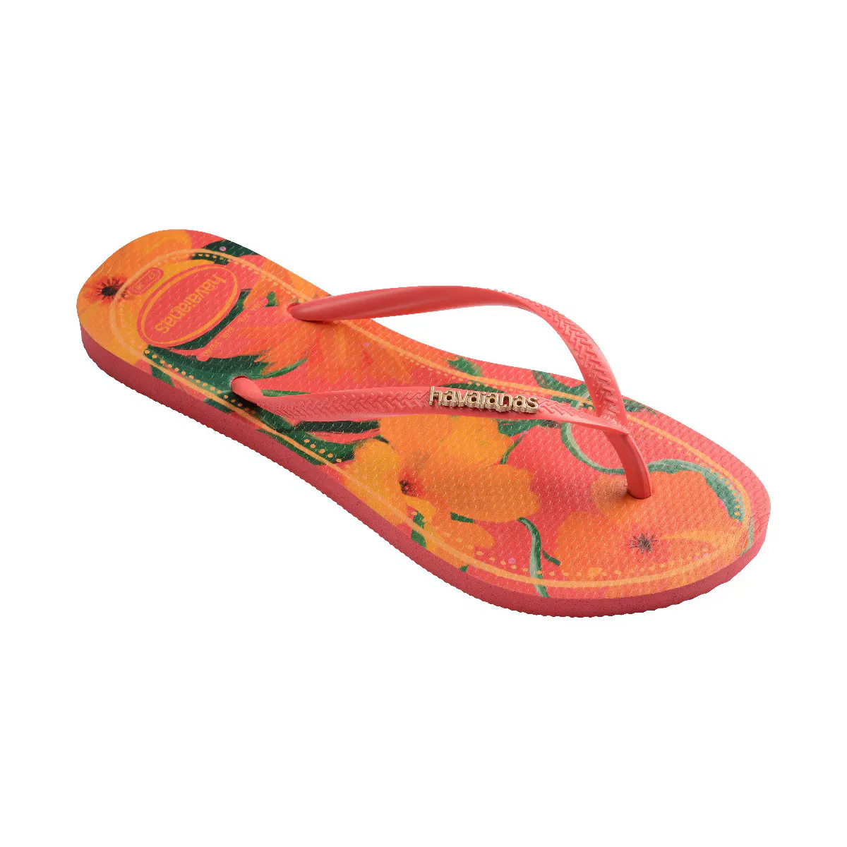 Женские сандалии Hav. Тонкий тропический коралловый 412 Havaianas, принт/розовый — фото 2