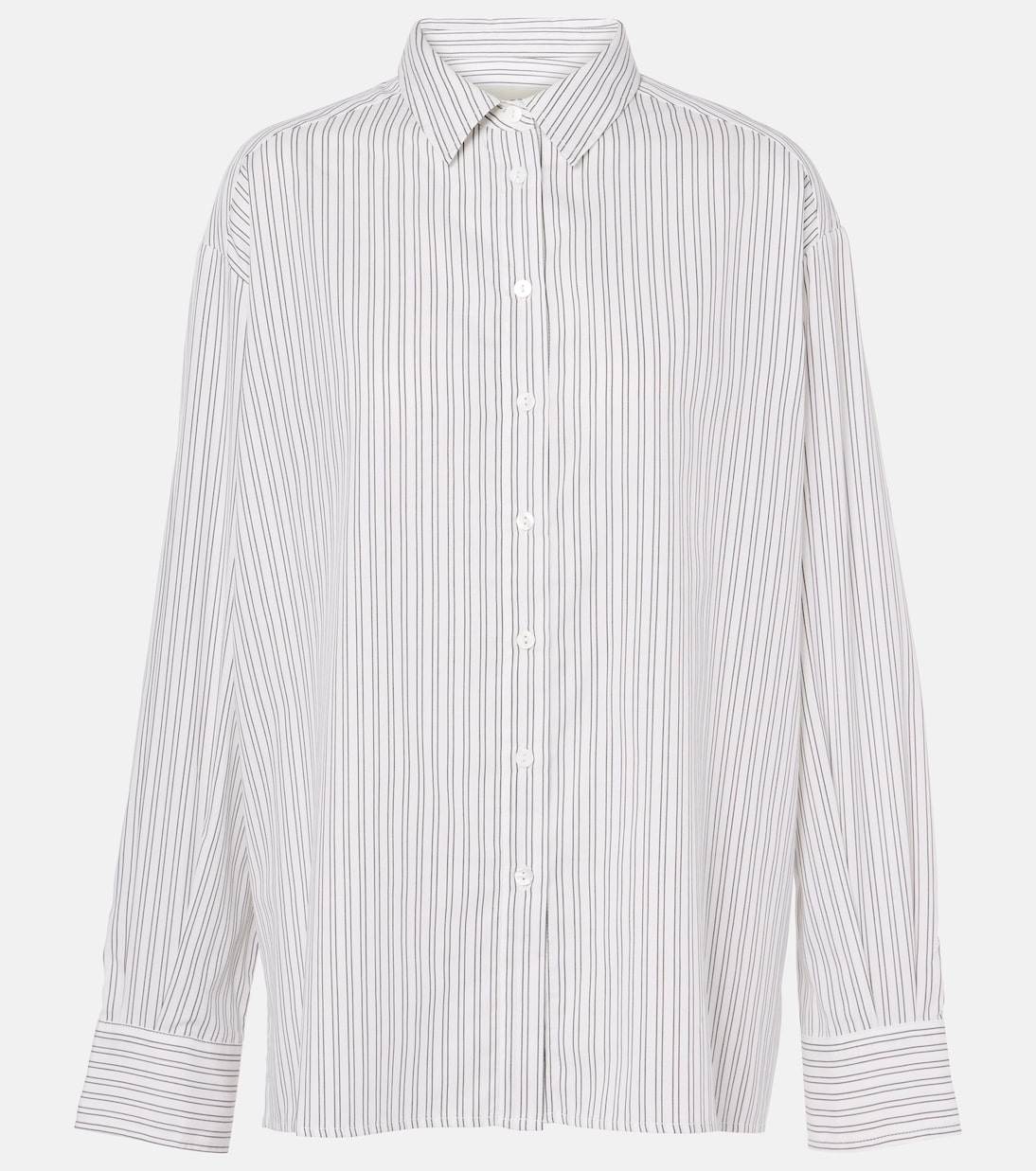 

Рубашка Maya в полоску из хлопковой смеси Asceno, White Charcoal Stripe