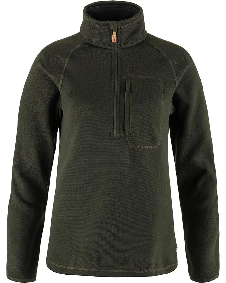 

Куртка Fjällräven Övik Fleece 1/2 Zip, цвет Deep Forest