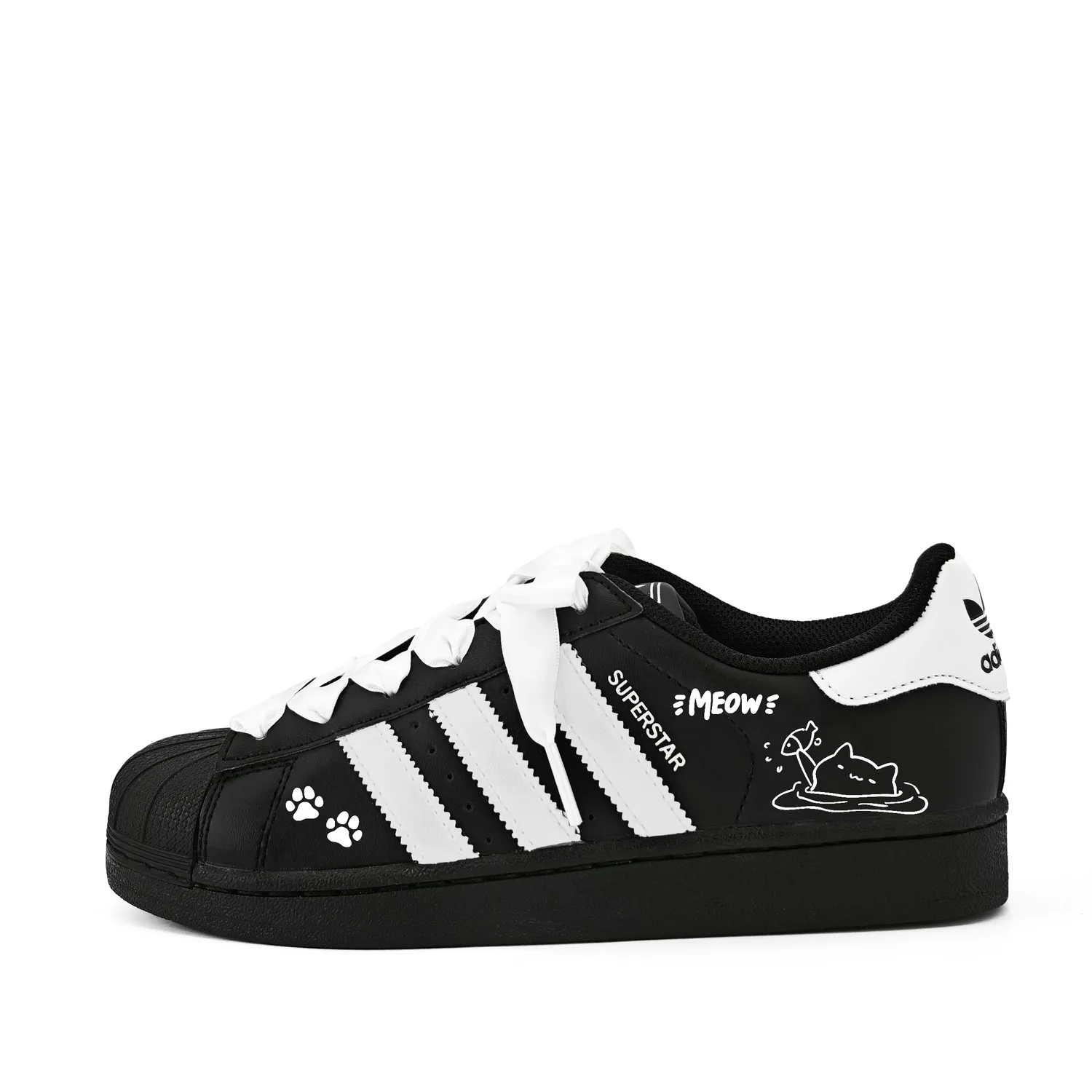 Superstar 2 Kitten Touching Fish Leather Abrasion Resistant Breathable Low top Adidas Originals, черный